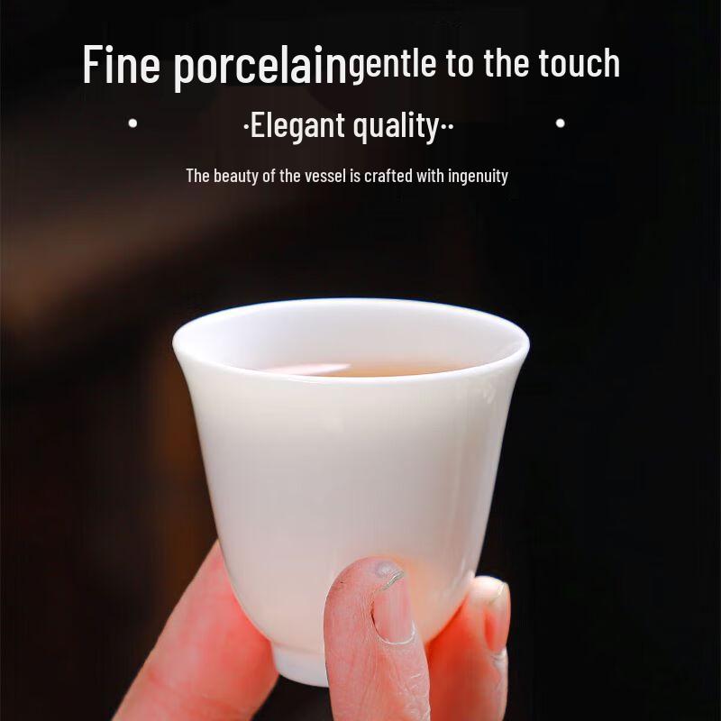 Tuopai 10-Piece Glossy Mutton Fat Jade Porcelain Tea Set