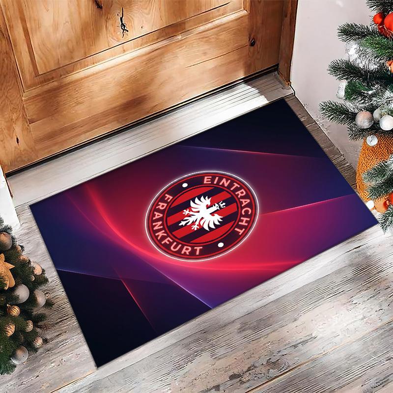 Eintracht Frankfurt Football Print Crystal Velvet Rug, Comfortable Water Absorbent Non Slip Indoor Floor Carpet