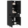 Highboard Set of 2 Black Oak Effect Engineered Wood and Glass