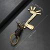 Vintage Alloy Giraffe Keychain Woven Leather Fashion Pendant Leather Key Chain Retro Bag Charm Car Key Ring