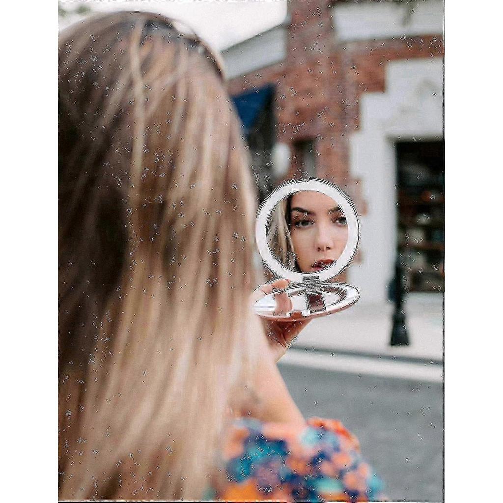 Fancii Led Lighted Travel Makeup Mirror, 1x/10x Magnification - Daylight Led, Compact, Portable, Illuminated Folding MirrorRose Gold SZRH A-W