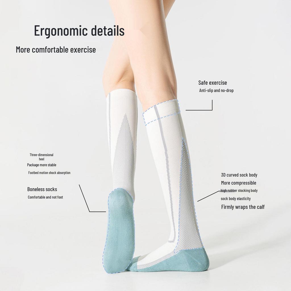 Женские компрессионные гольфы до колена с микродавлением для йоги, бега, прыжков и поддержки икроножных мышц