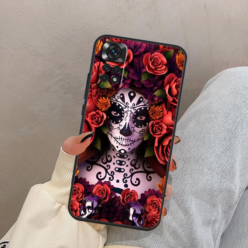 Мексиканский Череп Девушка Татуированное Искусство Для Xiaomi Redmi Note 13 10 12 11 14 15 Pro Plus Чехол Обложка Для Redmi 15 13C 12C 14C 10C 15C