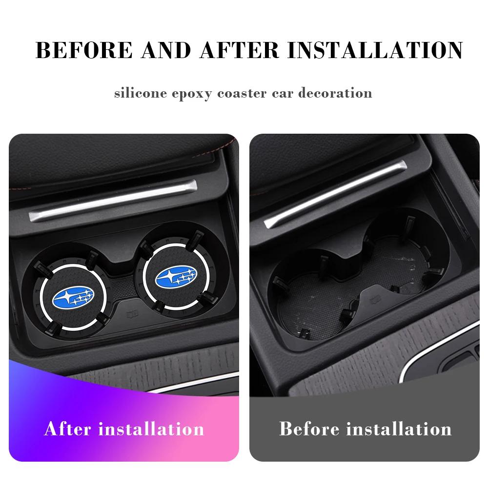 2PCS Anti-Slip Car Coaster For Subaru WRX BRZ DRL STI Outback Legacy Forester Impreza Tribeca Auto Water Cup Bottle Holder Mat PP222