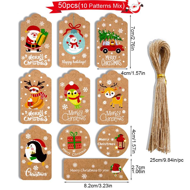 Рождественская елка Подарочная карта для вечеринки Украшения Главная Счастливого Рождества Спасибо Бирки из крафт-бумаги