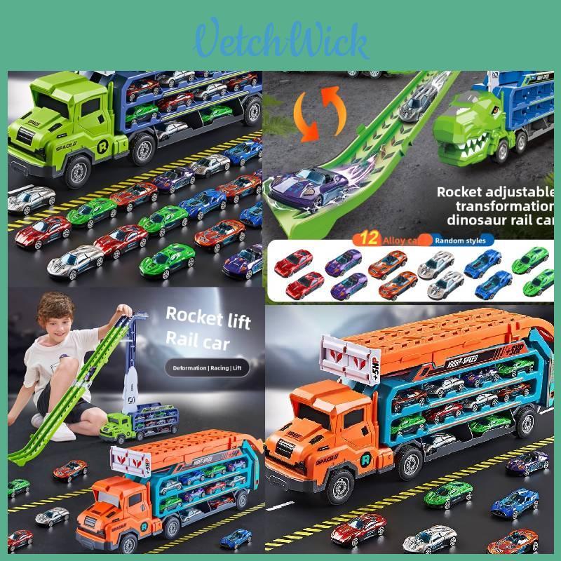 Dinosaur Rocket Track Car Toy Kit With Magnet Cars For Interactive Learning