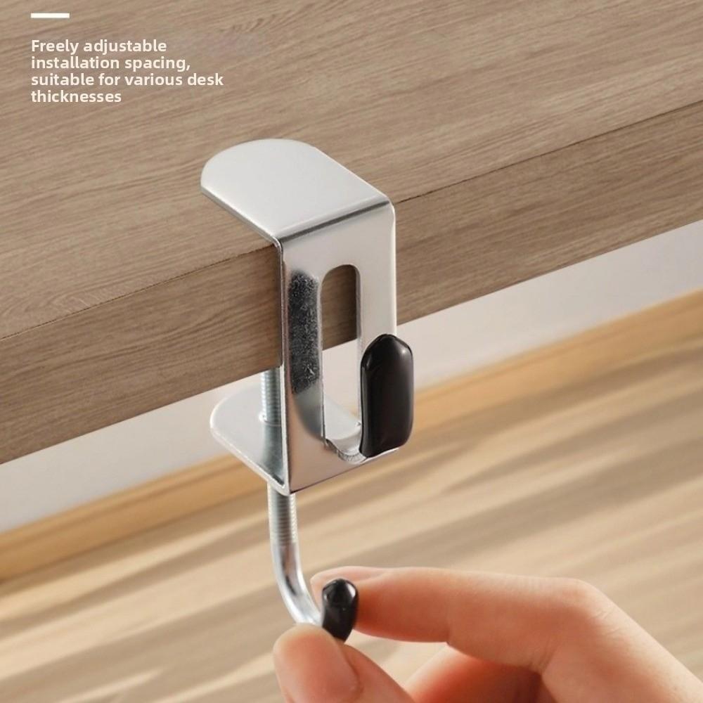2pcs Detachable Double Hook Adjustable Backpack Hook Portable Desk Edge Hook  Office Desktop Edge