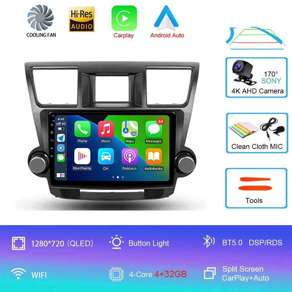 Автомобильное радио Android 14 Carplay Auto для Toyota Highlander 2 XU40 2007-2013 Мультимедиа Видео Плеер Навигация GPS Стерео 2din DSP