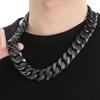 22/60CM 24MM Cuban Chain Bracelet Necklace For Men Hip-Hop Cool Black Gold Color Stainless Steel Necklaces Jewellery Accessories