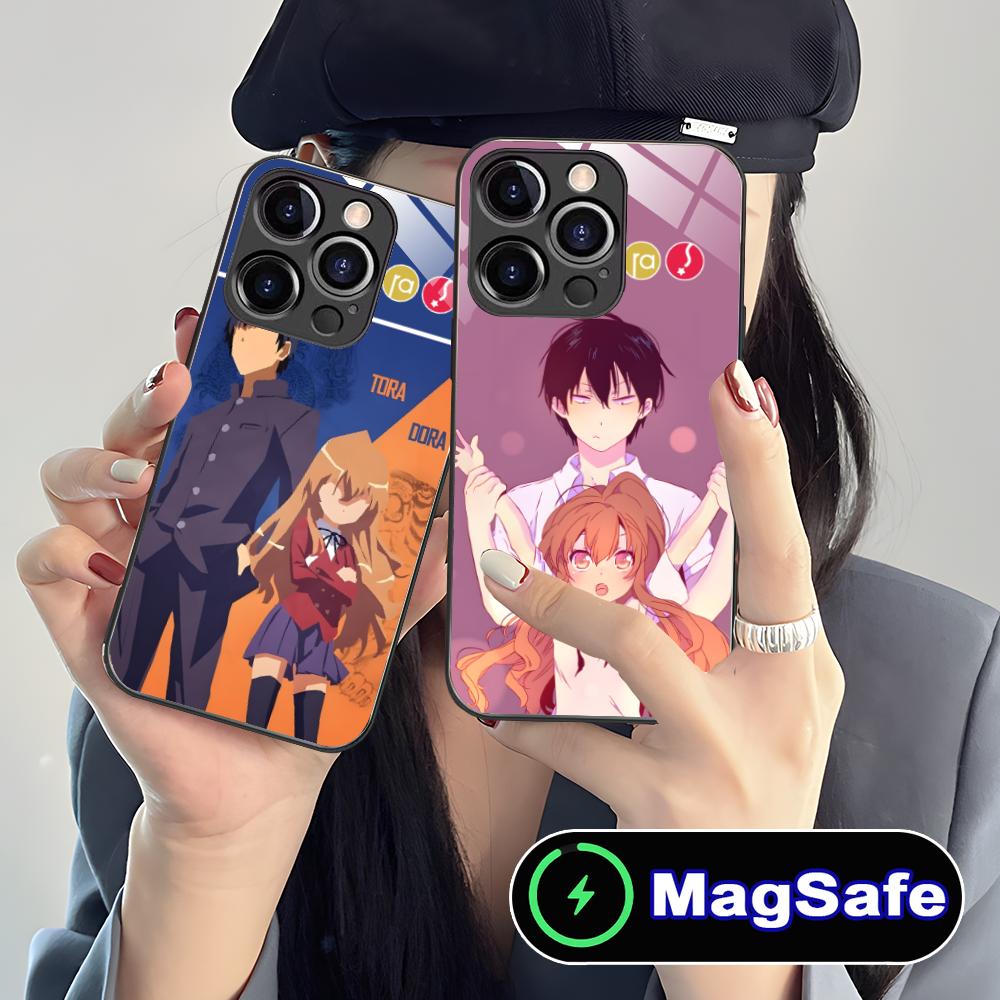 Аниме Торадора Чехол для мобильного телефона iPhone 17 16 15 14 13 12 11 Air Pro Max Plus Mini MagSafe Стеклянный Цветной Чехол Роскошный