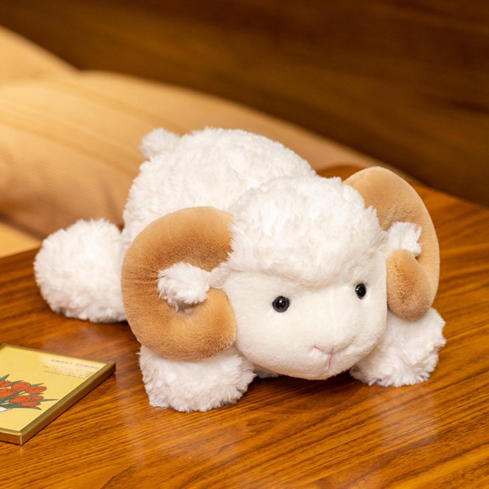 23/38cm Baby Goat&Cow Plush Doll Lying Big Horns Goat Toys Cute Animal Plush Toys  Room Decoration