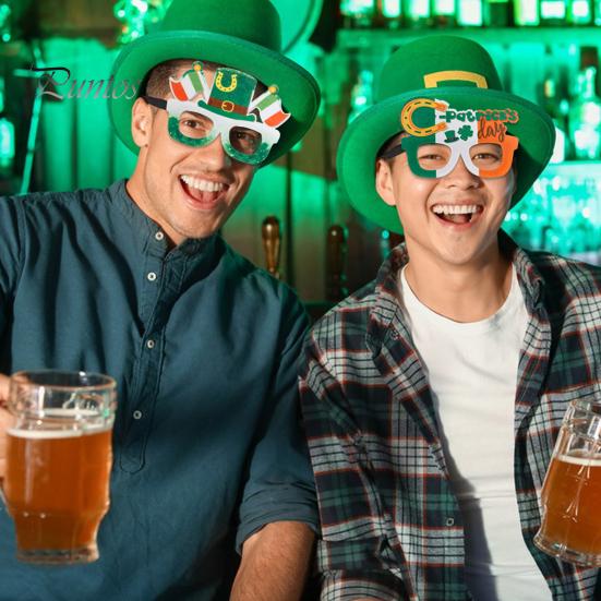 St. Patricks Day Glasses Shamrock Green Cartoon Letter Decor Unisex Party Hat Beer Eyewear Photo Prop Costume Accessories