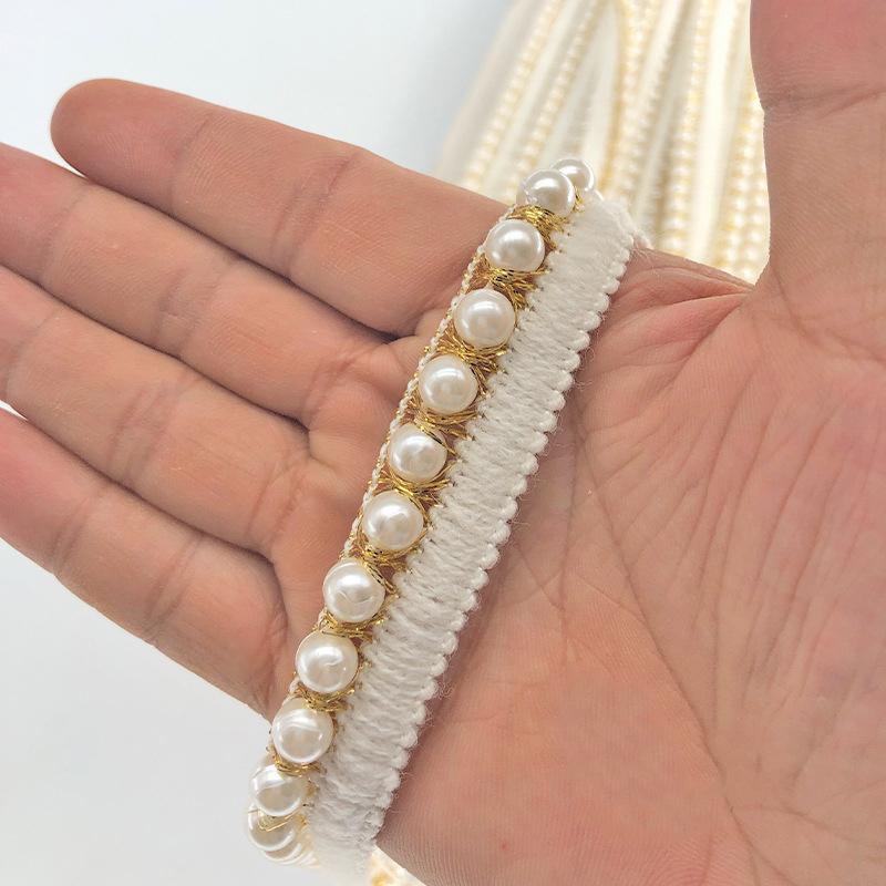 10 м кремово-белая бисерная бахрома с имитацией жемчуга оборки кружевная лента отделка края шторы платье DIY ремесла Декор швейные принадлежности