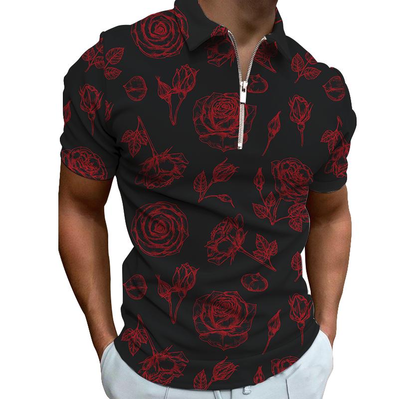 Summer Flowers Men New Fashion POLO Romantic Date Casual Party Short Sleeve T-shirt