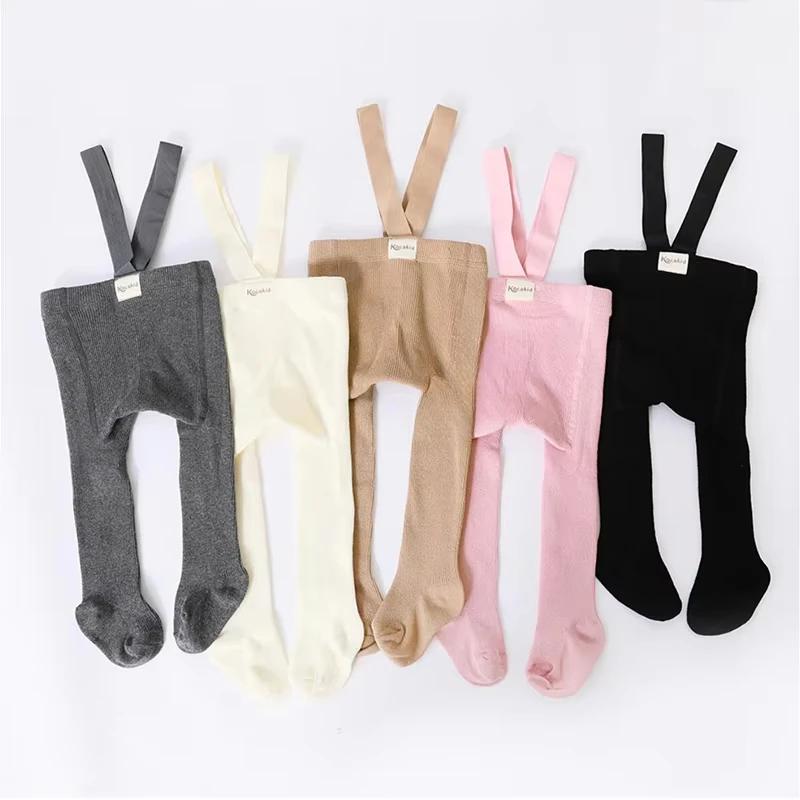 Baby Girl Boy Stocking 0-3Y Infant Toddler Knit Tights Newborn Suspender Tights Pantyhose Solid High Waist Overall Legging