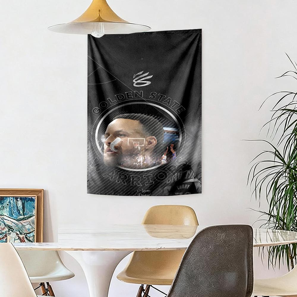 Golden State Warriors Curry Dynasty Boho Wall Tapestry Retro Boho Made for Living Room Reading Corner Balcony Indoor Hand Painted Style
