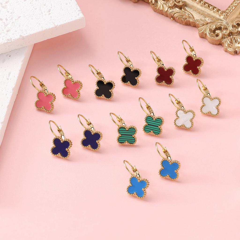 13mm Four-Leaf Clover Earring Clasp Titanium Steel Does Not Lose Colour Fashion Earrings Delicate Women's Earrings