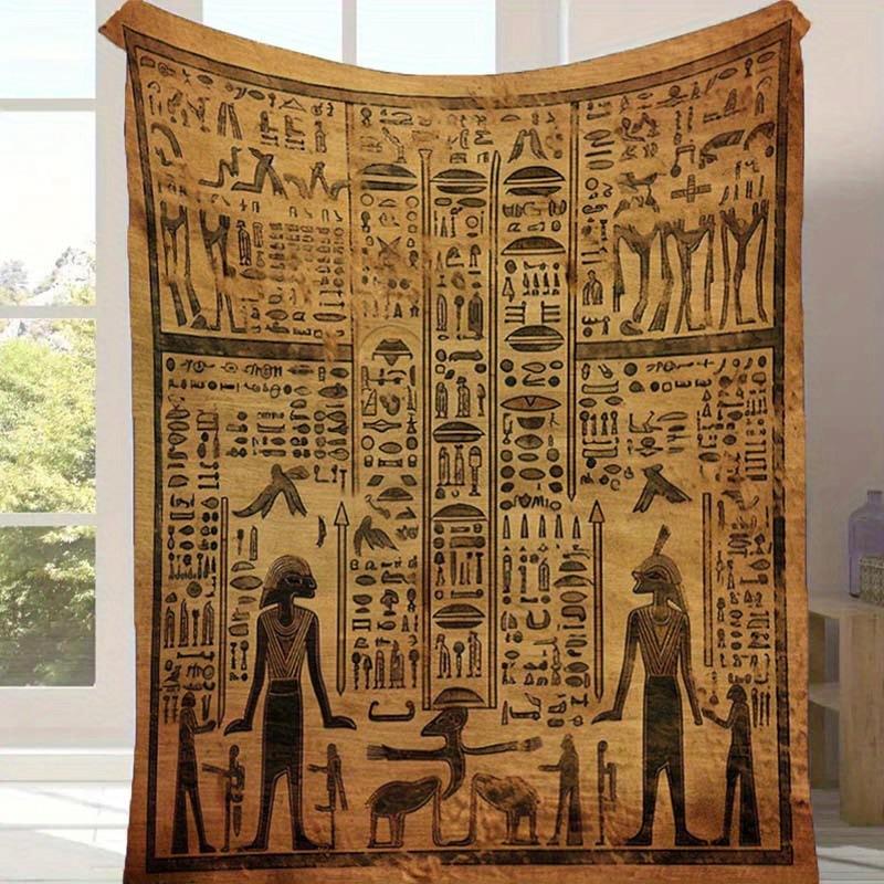 Ancient Egyptian mysterious symbols digital-printed polyester velvet flannel cover blanket Fleece soft cover blankets for beds