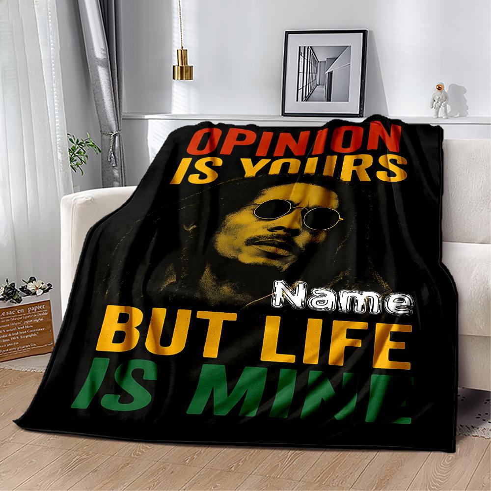 Bob Marley's Life Quote Customize Your Name Blanket Lightweight Personalized Blanket Comfortable Suitable for Home Decor Couch Chair Bedding