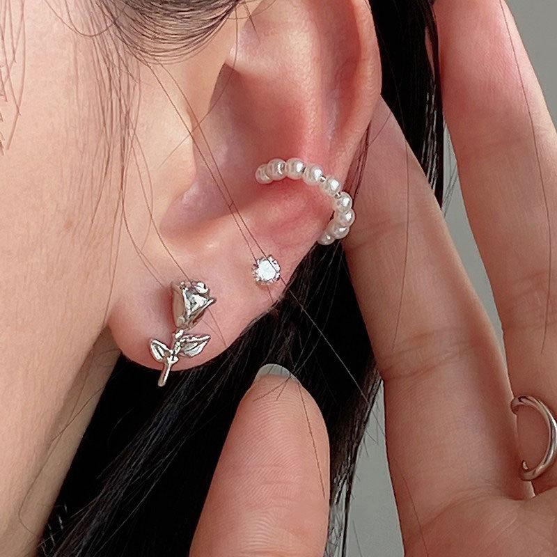 Новые японские и корейские серьги Niche Temperament Rose, универсальные французские ретро-серьги