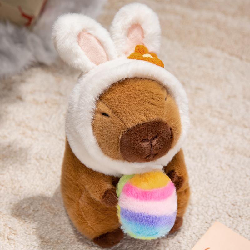 20cm Cute Easter Egg Capybara Plush Toys Movie Stuffed Animals Hug Egg Rabbit Capybara Dolls Easter Gifts for Kids Room Decor