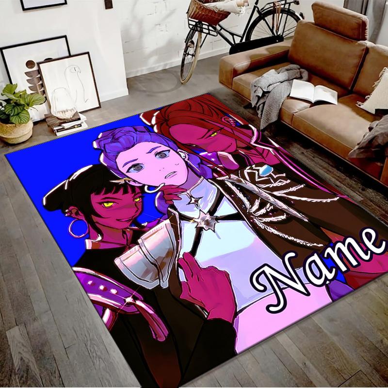 Custom KPop Demon Hunters Mat Personalized Name, Polyester Washable Indoor Entryway Rug, Gift for Christmas, Easter, Thanksgiving Day