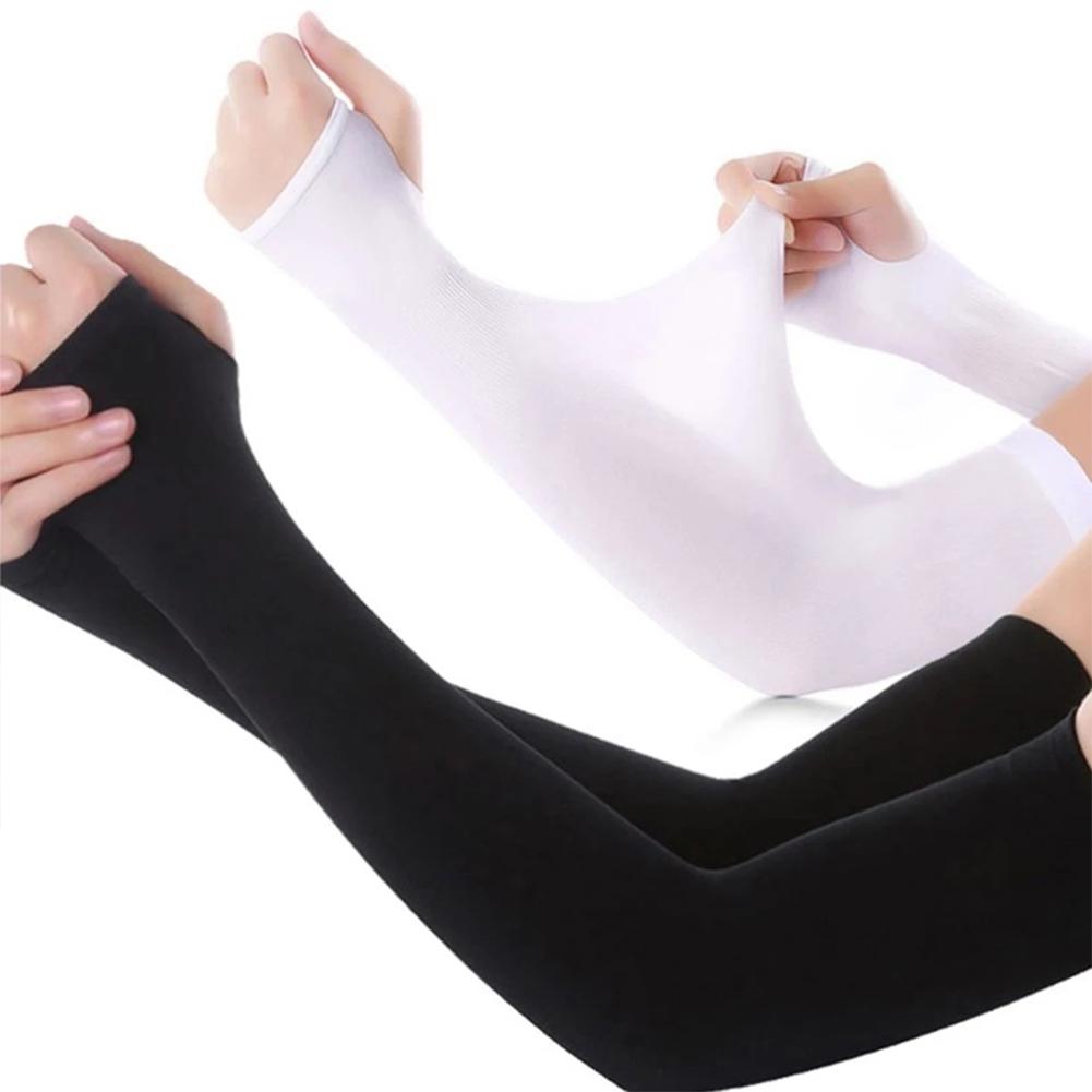 1 Pair Ice Silk Cooling Arm Sleeves Summer Sun Protective Outdoor Cycling Running Fishing Driving Arm Covers
