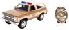 Kyosho Jada Toys Hollywood Rides Серия Масштаб 1/24 1980 Chevy Blazer (с Хоппером из Очень странных дел) со Значком Полиции, Готовая Модель, JADA31111