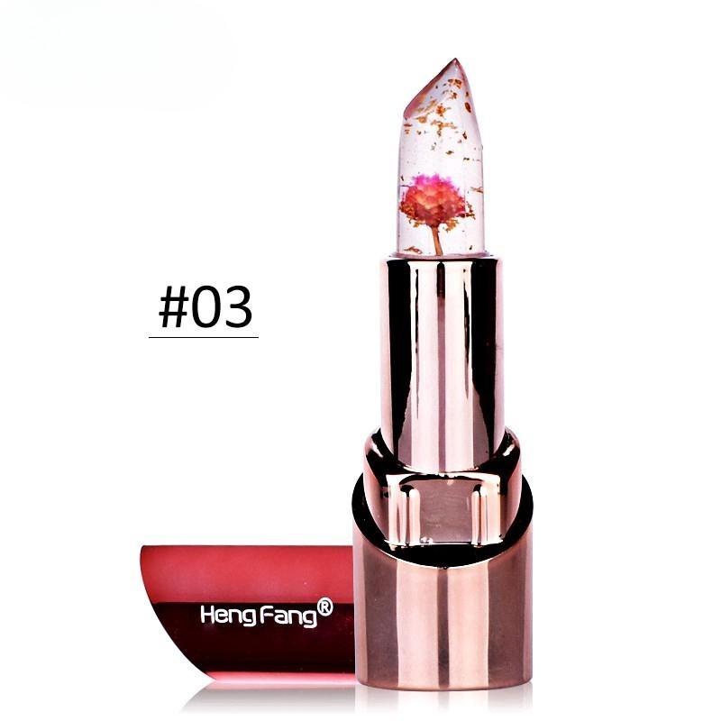 HengFang Gold Flower Lipstick 3 фруктовых вкуса Бальзам для губ с изменяющейся температурой 3,5 г