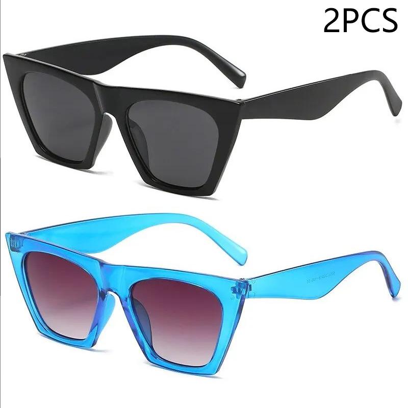 Модные Солнцезащитные Очки Кошачий Глаз для Женщин Унисекс Ретро Квадратная Рамка Большие Очки Очки UV400 Защитные Очки Дорожные Очки