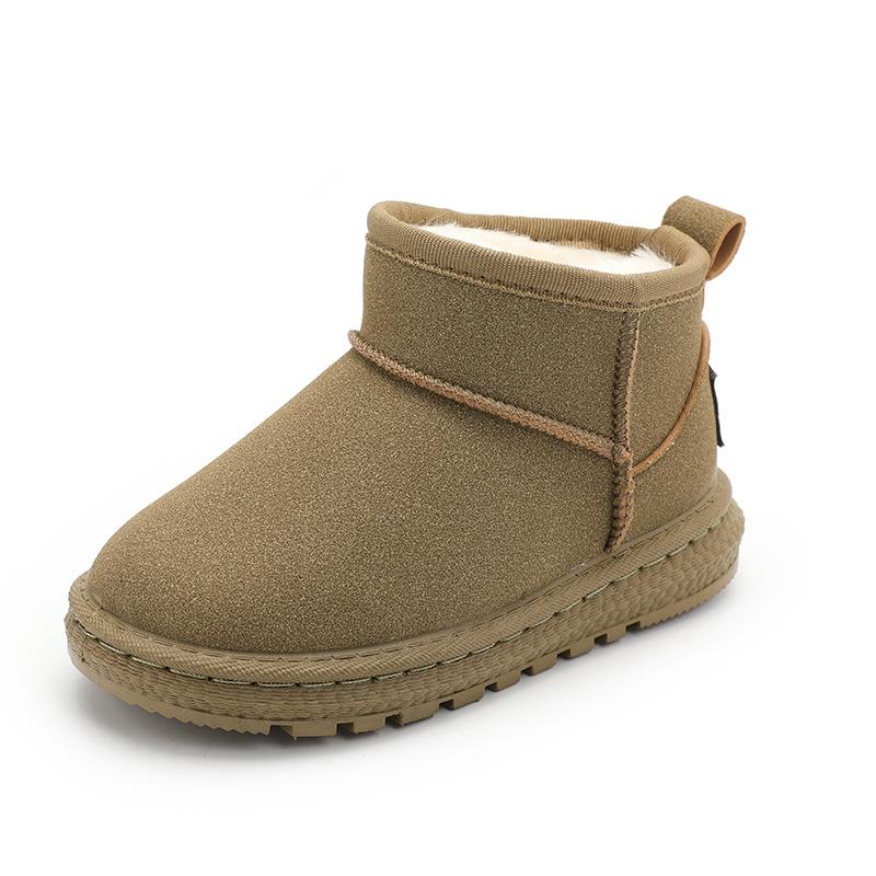 Зимние детские ботинки для мальчиков, новые универсальные зимние ботинки для девочек, утолщенные теплые плюшевые детские повседневные модные хлопковые ботинки, однотонные