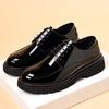Casual Men's Leather Shoes Trendy Minimalist Style Design Daily Office Fashion Party Thick Soled Luxury Shoes Black Versatile
