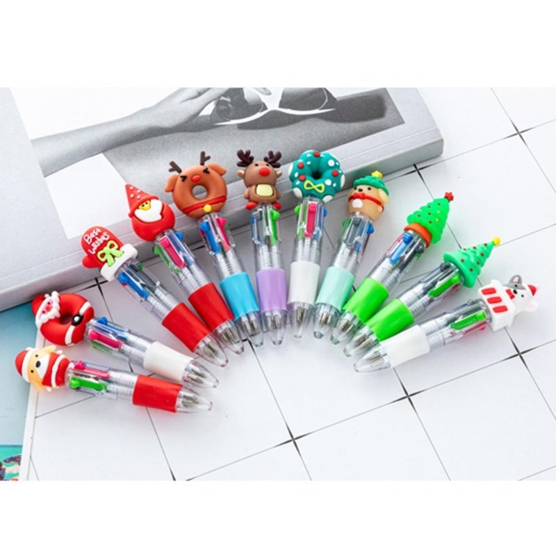 5PCS Festive Christmas Theme Ballpoint Pen Multicolor Pens With Ergonomic Grip Portable Writing Tools For Students
