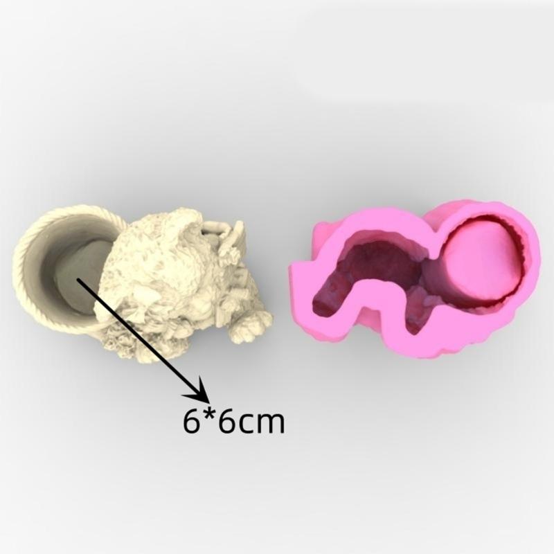 Любовь маленький медвежонок гипсовый цветок силиконовая форма эпоксидная смола литейная форма сочная ваза цементная форма держатель для ручек