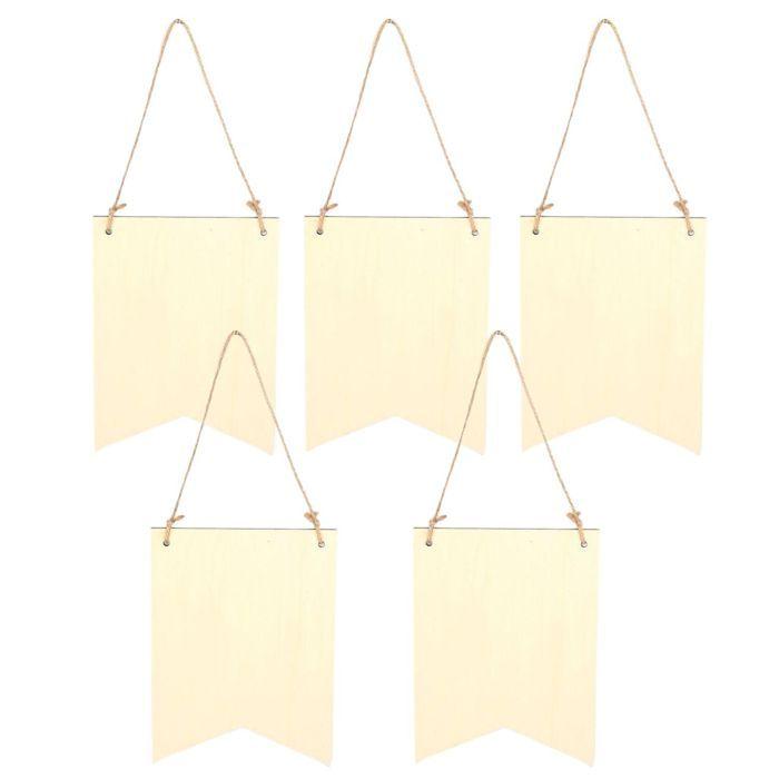 5 Wooden Pennant Hangers 20 X 15 Cm - 2 Tips