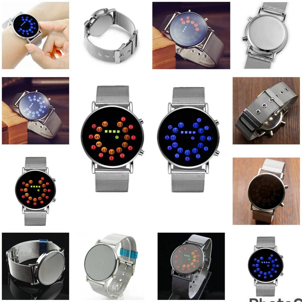 LED Fashion Cool Digital Watch Unisex Men Women Kid Watch Luxury Mesh Binary Digital Hour Clock Quartz Luminous