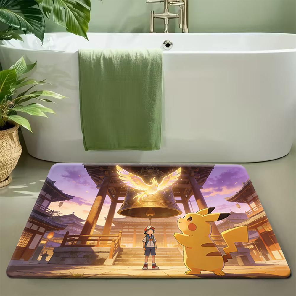 Pokemon Characters All Over Print Non-slip Doormat, Soft Absorbent Floor Rug for Home Decor