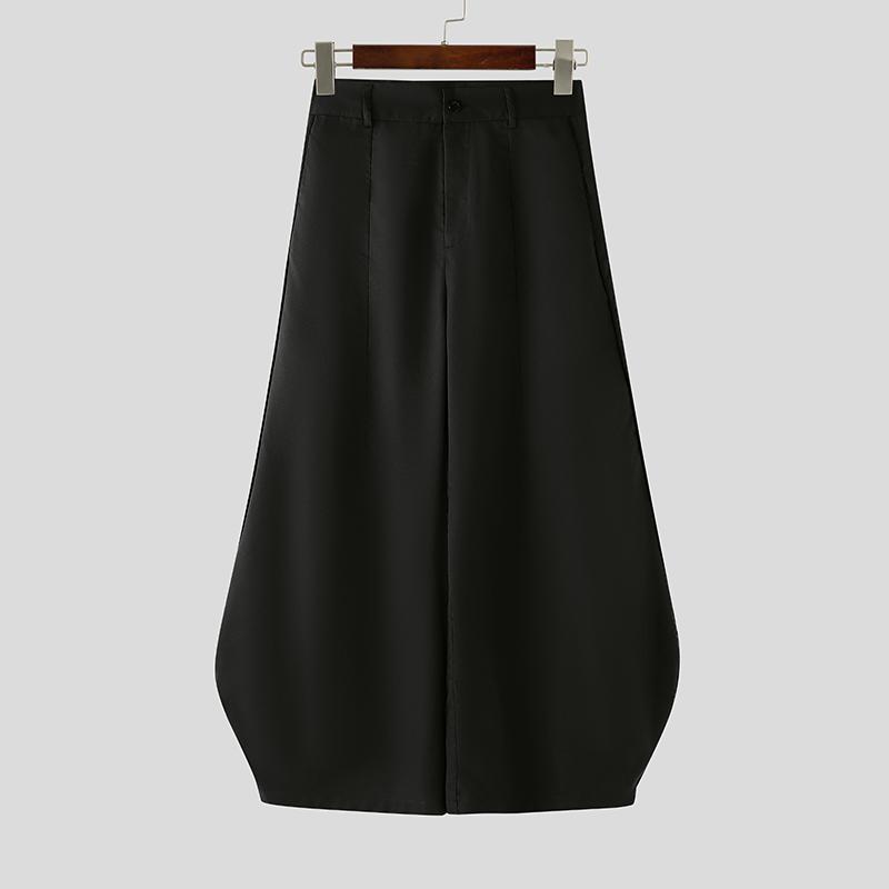 INCERUN Мужские повседневные брюки с высокой талией на молнии, с длинным подолом-фонариком