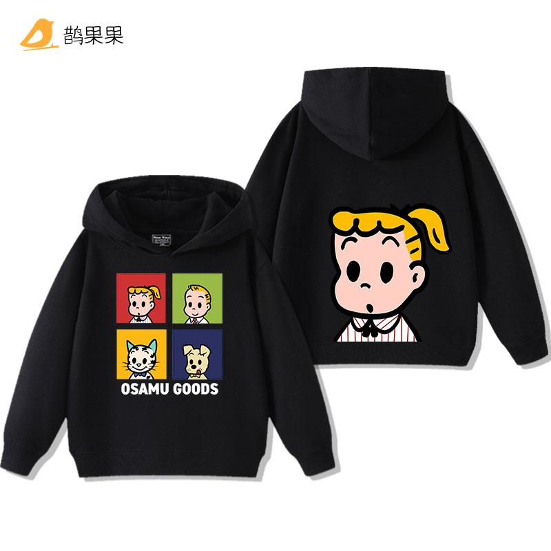 Детские толстовки с мультяшным принтом OSAMU GOODS Harajuku, повседневная мода, осенне-зимние виды спорта на открытом воздухе, теплые топы с длинным рукавом