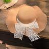 Summer Lace Straw Hat Bow Beach Sun Shading Holiday Hat Brim Sun Hat Sun Hat