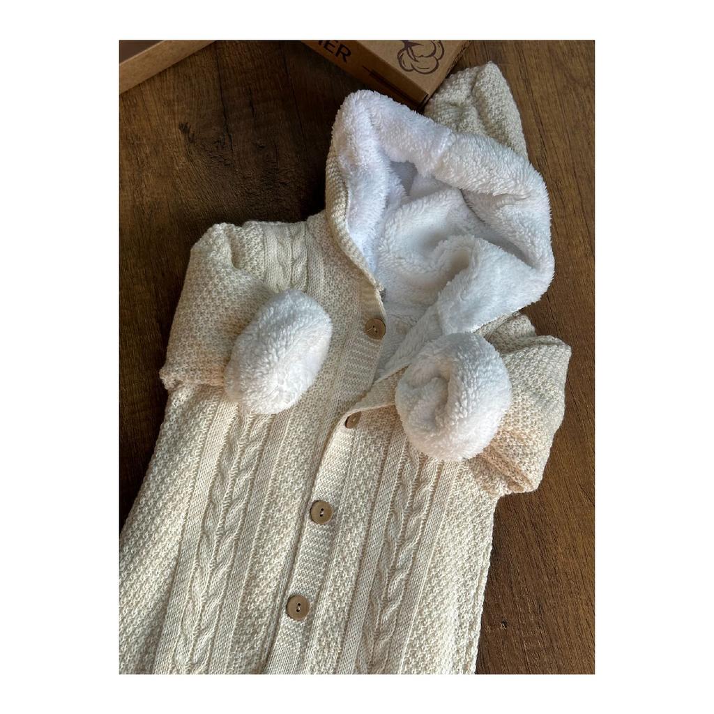 Трикотаж Комбинезон для новорожденных с овечьей шерстью внутри, очень мягкий узор для вязания волос