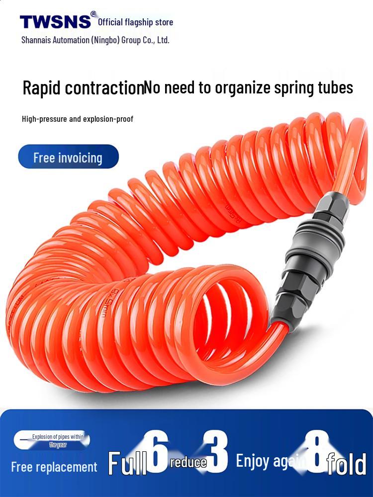 Taijiangshan 6mm High Pressure Telescopic PU Air Hose for Air Compressors & Pneumatic Tools