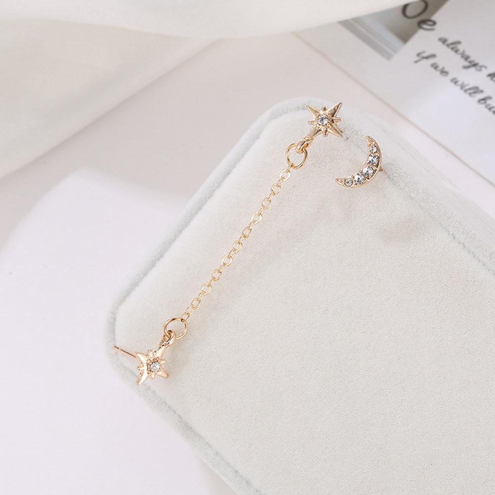 2 шт./компл. серьги-гвоздики с лунной звездой и 3 отверстиями для ушей женские ювелирные изделия