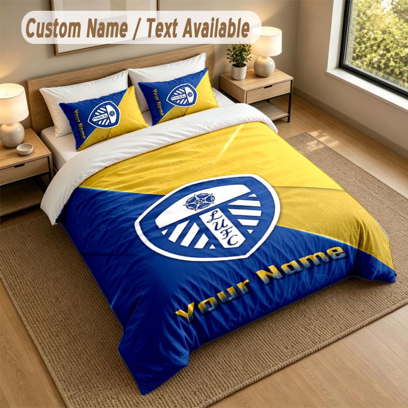 Комплект постельного белья 1 пододеяльник 2 наволочки Принт Leeds United Мягкое постельное белье Декор спальни