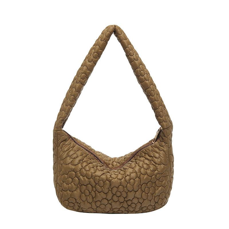 Charming Floral Ruched Tote Bag For Women 2024 Summer Sweet Versatile Shoulder Bag