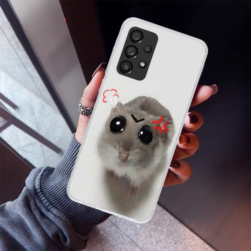 Funny Sad Hamster Meme Phone Case For Samsung Galaxy A12 A52S A42 A32 A22 A51 A50 Note 20 Ultra 10 S10 Plus A71 A70 A31 A30 A10S