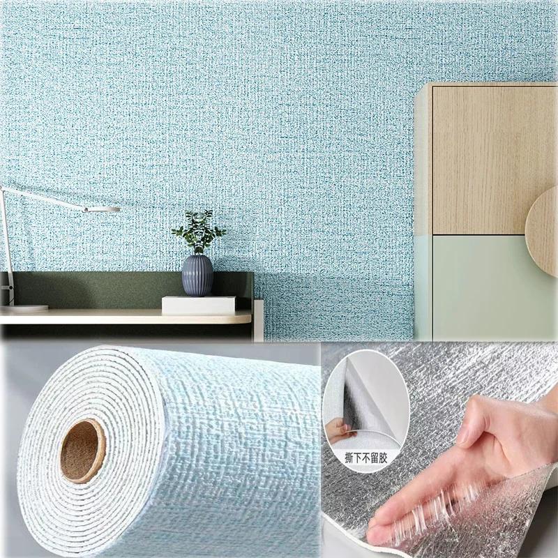 Linen 3D Foam Self-adhesive PVC Thickened Waterproof Background Wall Renovation Wallpaper Wall Stickers for Bedroom Living Room