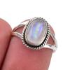 Natural Rainbow Moonstone Gemstone Handmade 925 Sterling Silver Ring S.5.5 I8F78