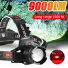 Powerful 9000LM Led Headlamp Headlight Zoom High Power Head Flashlight Torch 18650 Battery Rechargeable Fishing Head Lantern