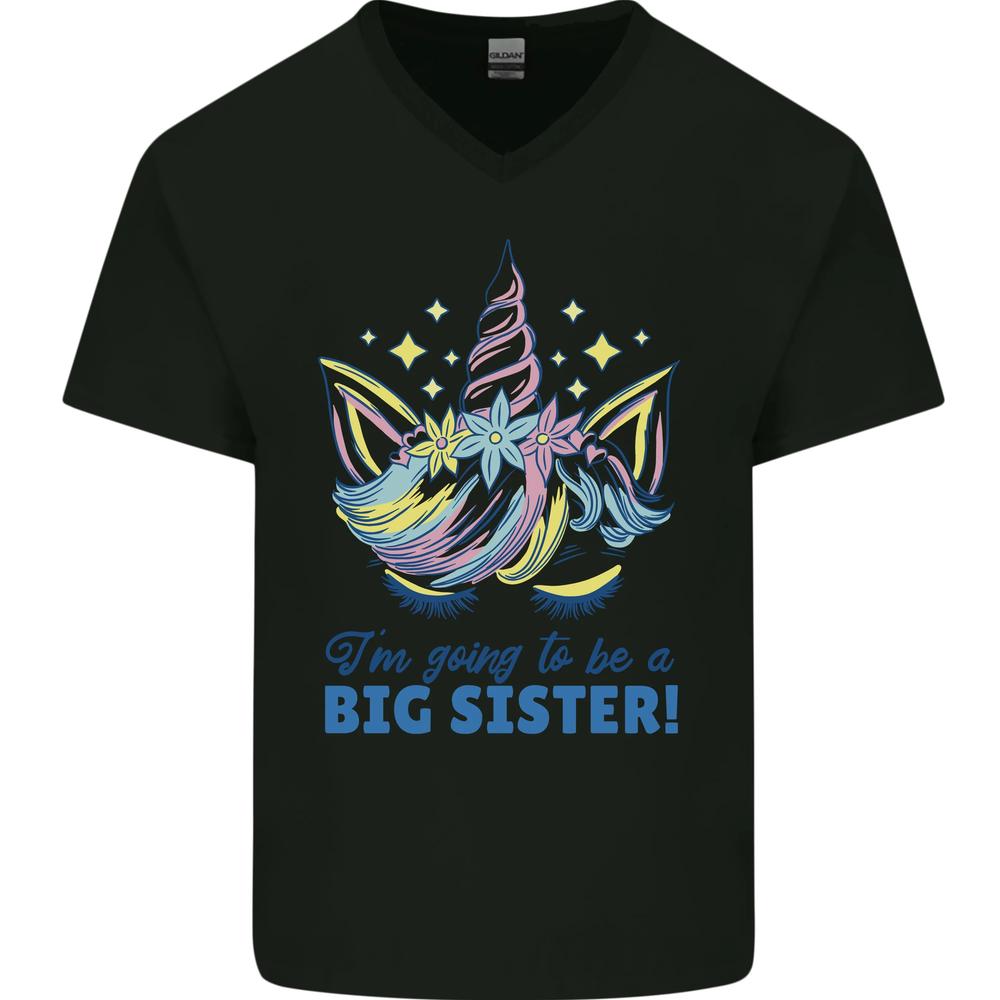 Im Going to Be a Big Sister Unicorn Mens VNeck Cotton T-shirt